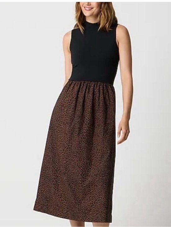 J. Crew Factory Dresses & Skirts - J Crew Factory women’s mockneck knit mixed-media dress brown black Size XST NWT